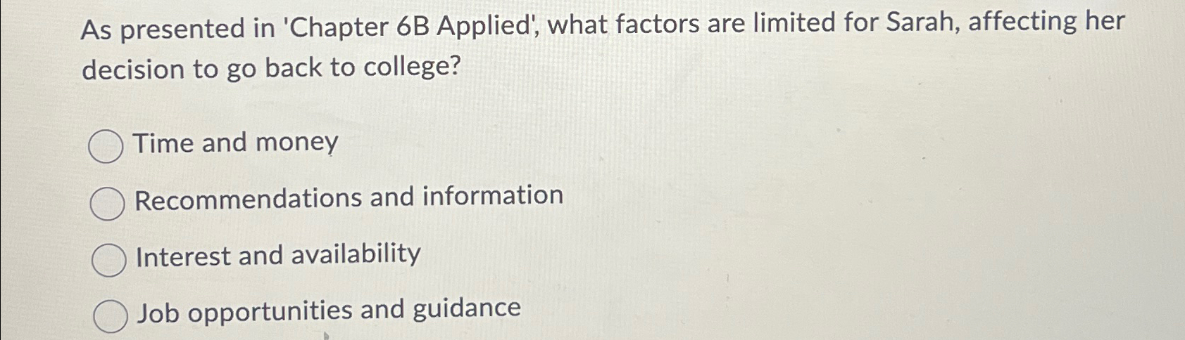  As presented in 'Chapter 6B Applied', what factors are limited for