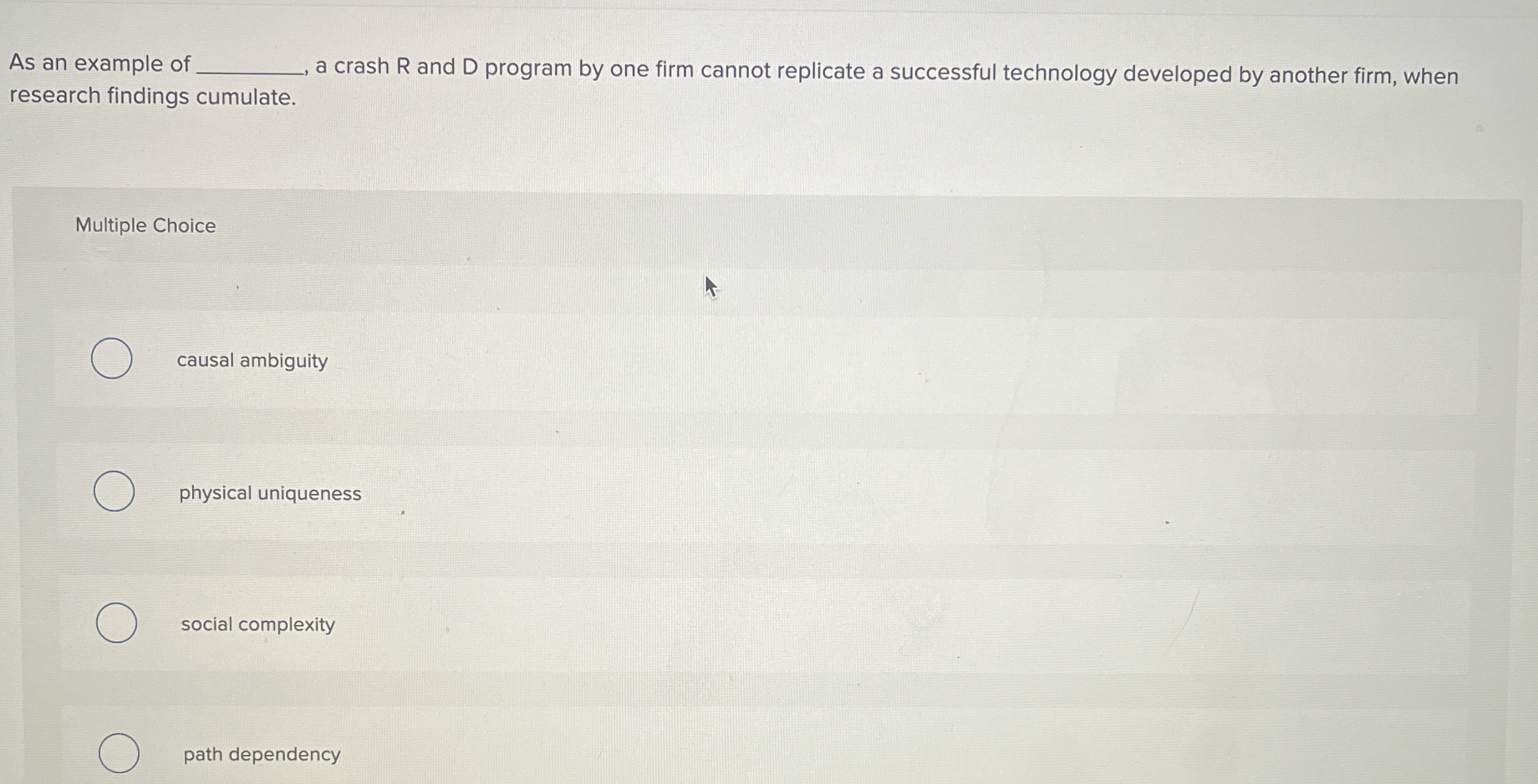  As an example of a crash R and D program by