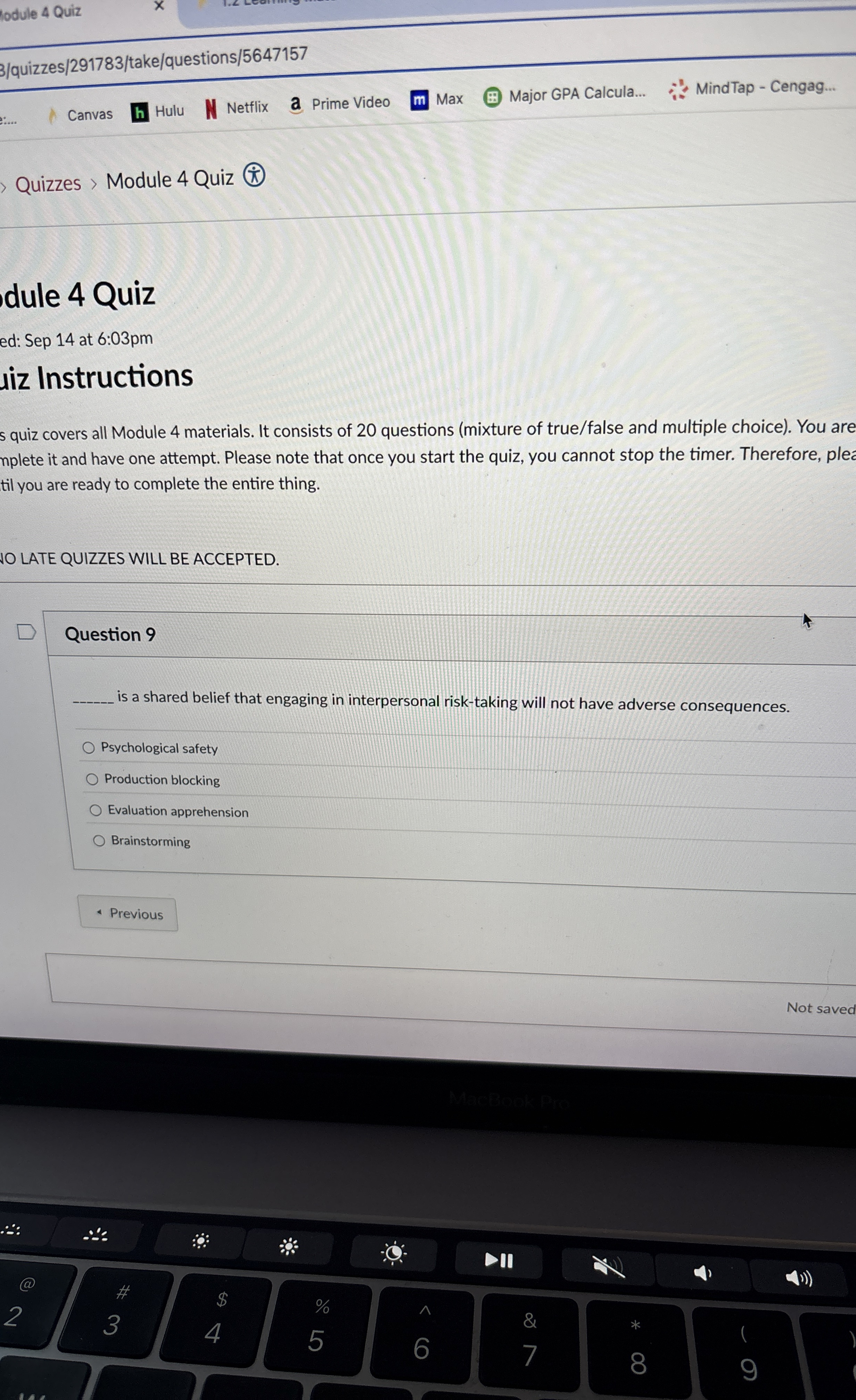  Question 9 is a shared belief that engaging in interpersonal risk-taking