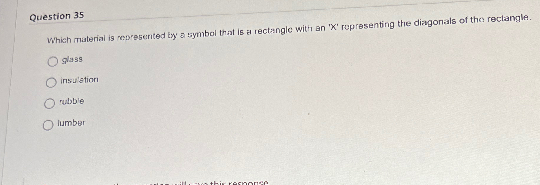  Question 35 Which material is represented by a symbol that is