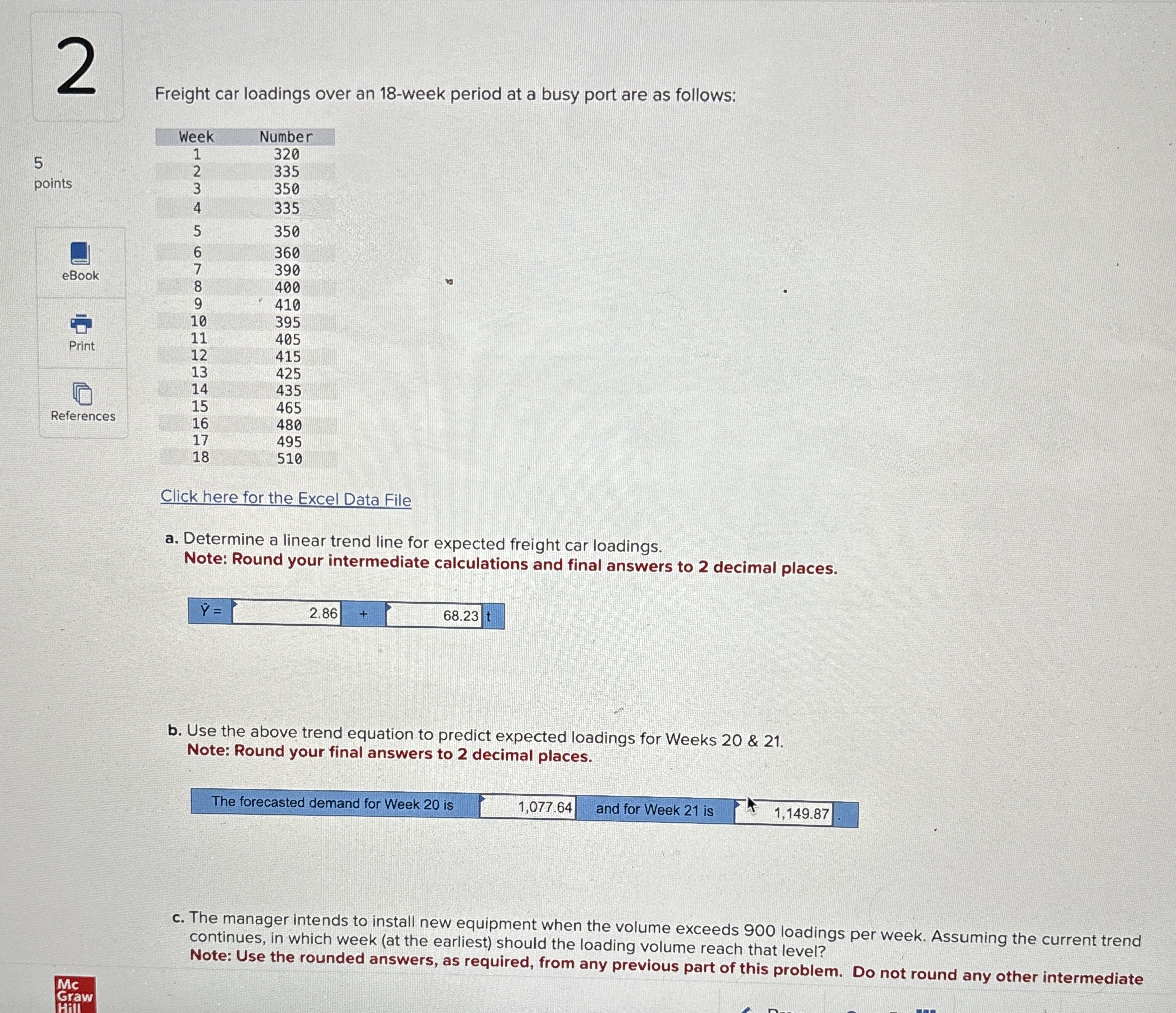  2 Freight car loadings over an 18-week period at a busy