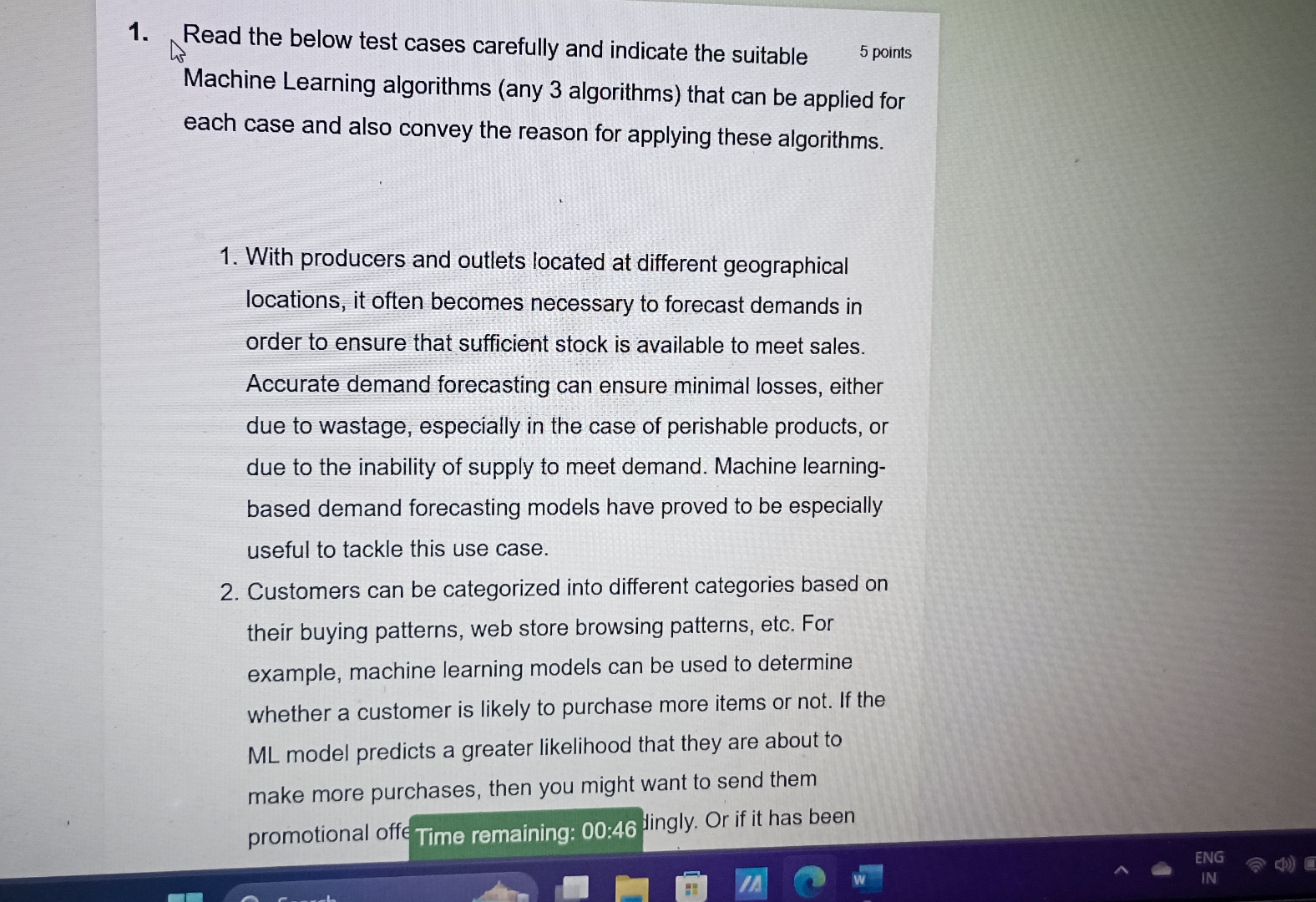  Machine Learning algorithms (any 3 algorithms) that can be applied for