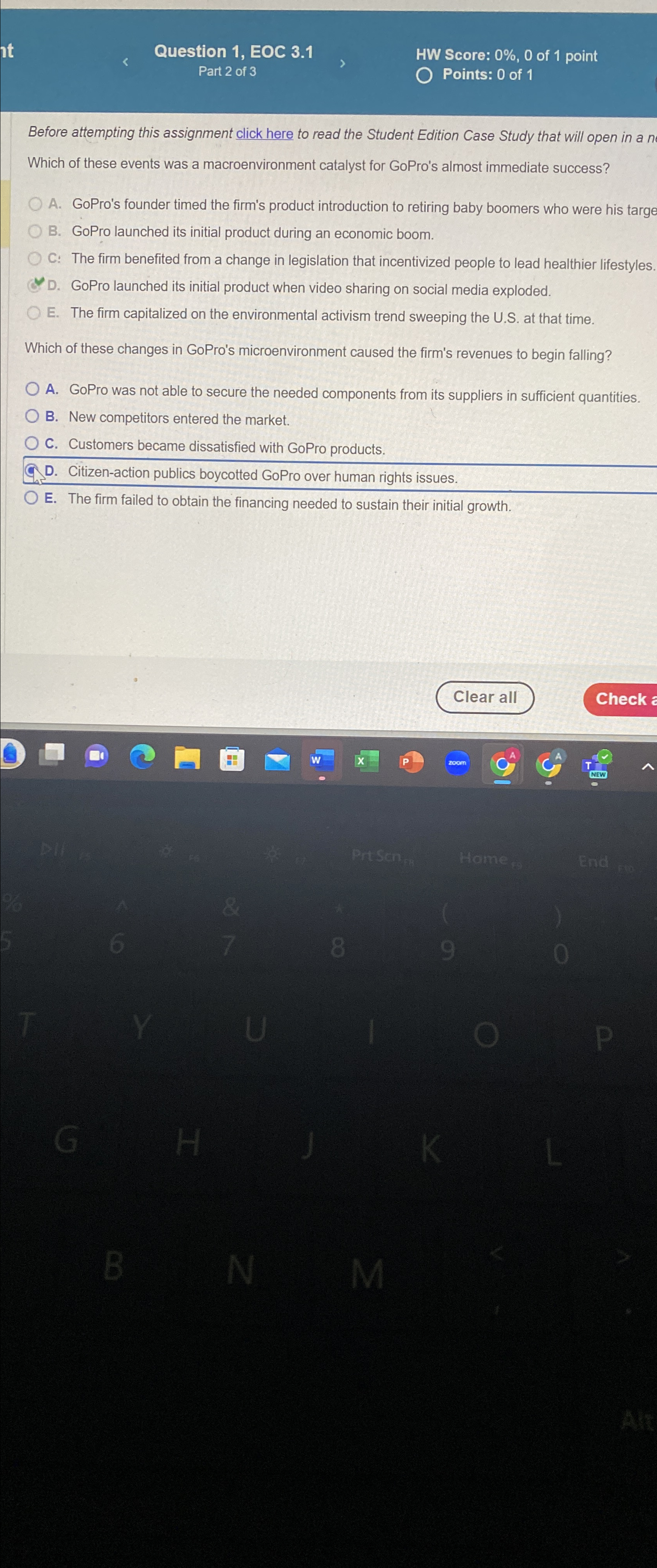  Question 1, EOC 3.1, HW Score: 0%,0 of 1 point Part