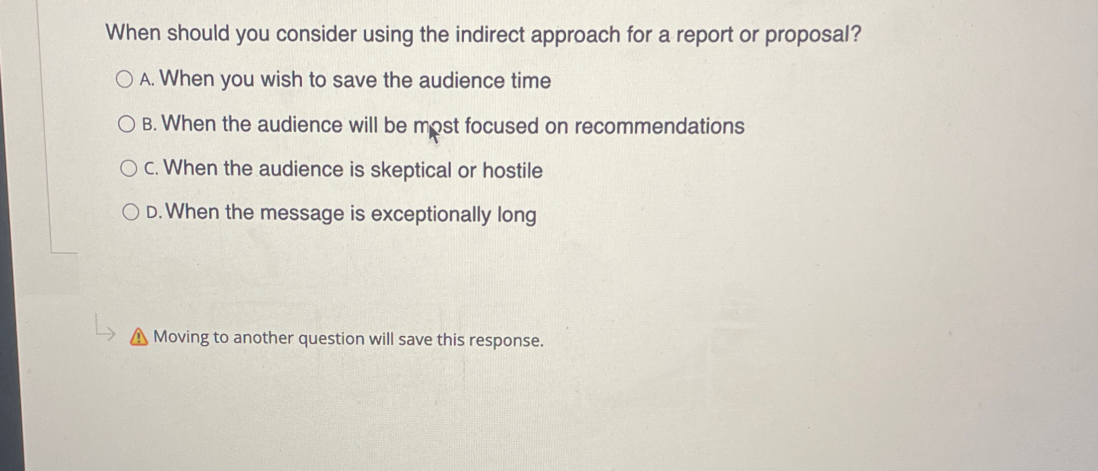  When should you consider using the indirect approach for a report