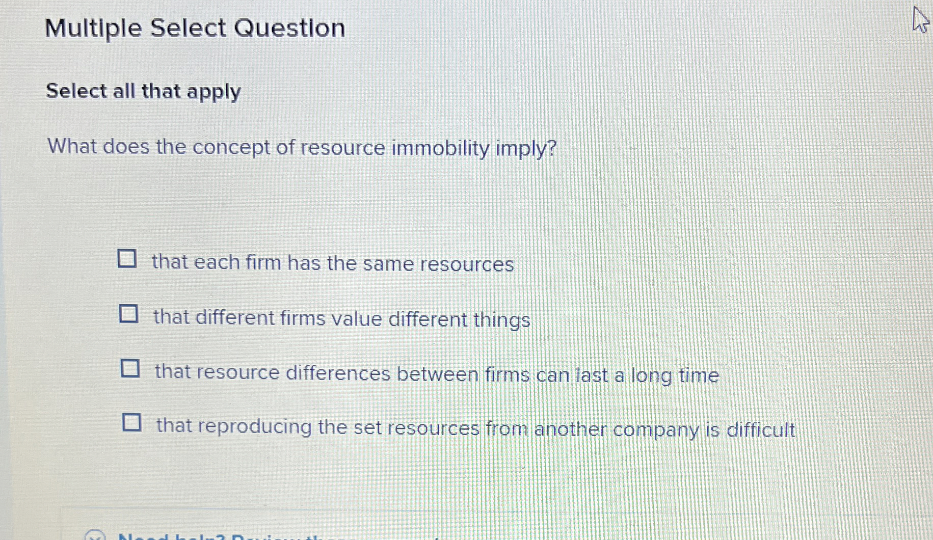  Multiple Select Question Select all that apply What does the concept