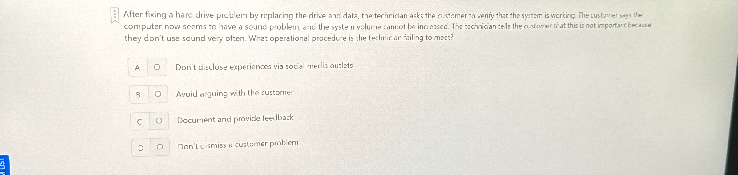  After fixing a hard drive problem by replacing the drive and