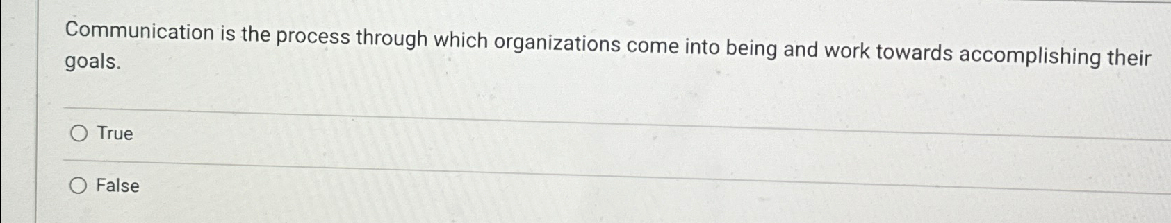  Communication is the process through which organizations come into being and