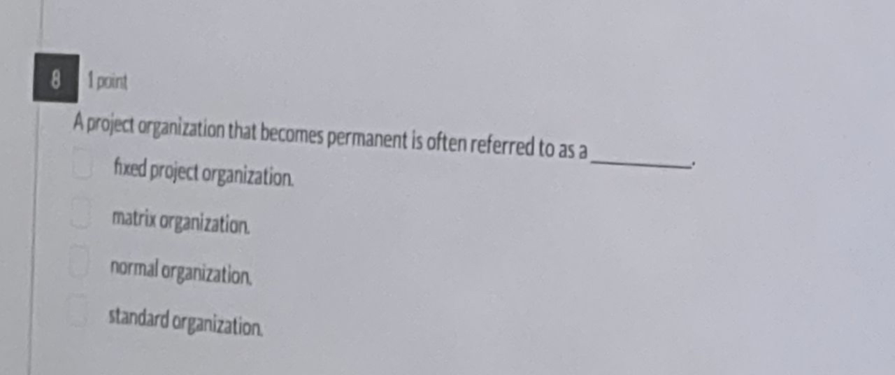  81 point A project orzanization that becomes permanent is often referred