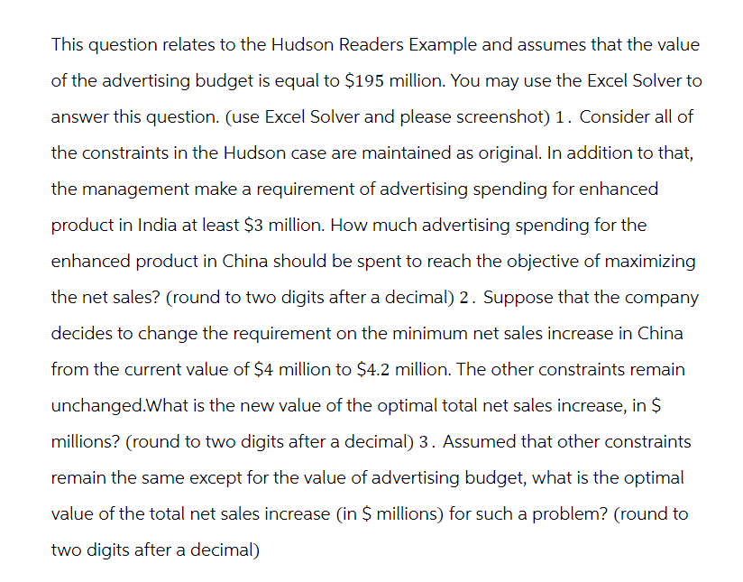  This question relates to the Hudson Readers Example and assumes that