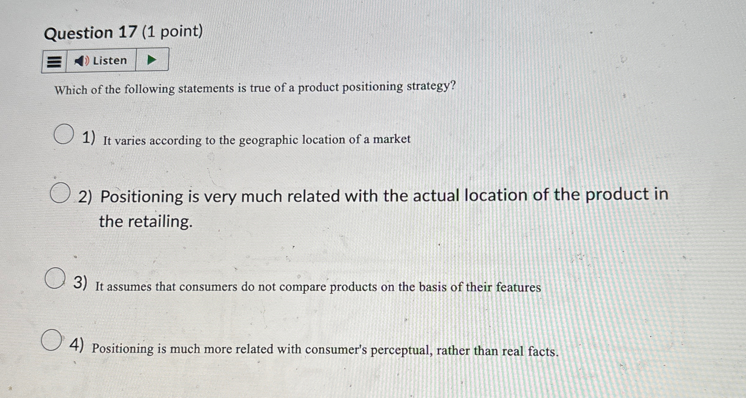  Question 17(1 point) Which of the following statements is true of