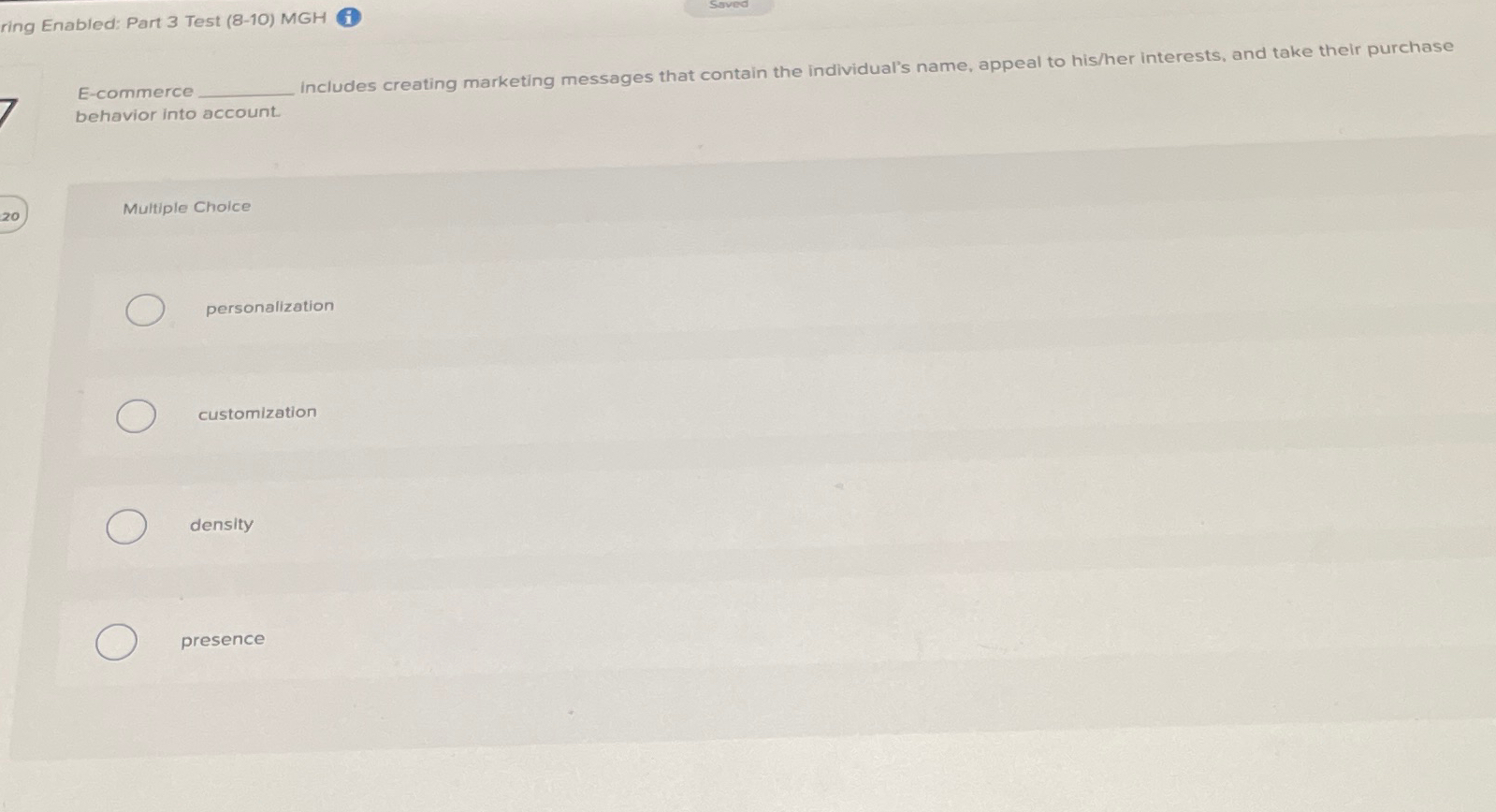  ring Enabled: Part 3 Test (8-10) MGH ( E-commerce includes creating