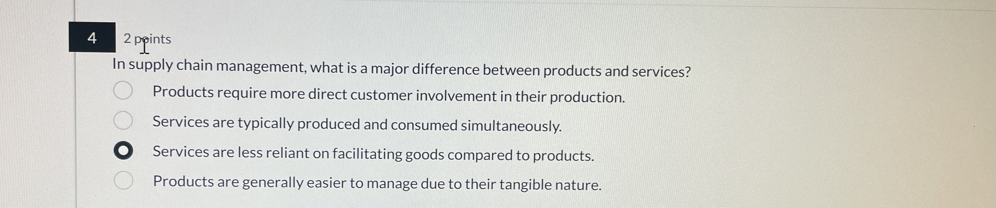  In supply chain management, what is a major difference between products