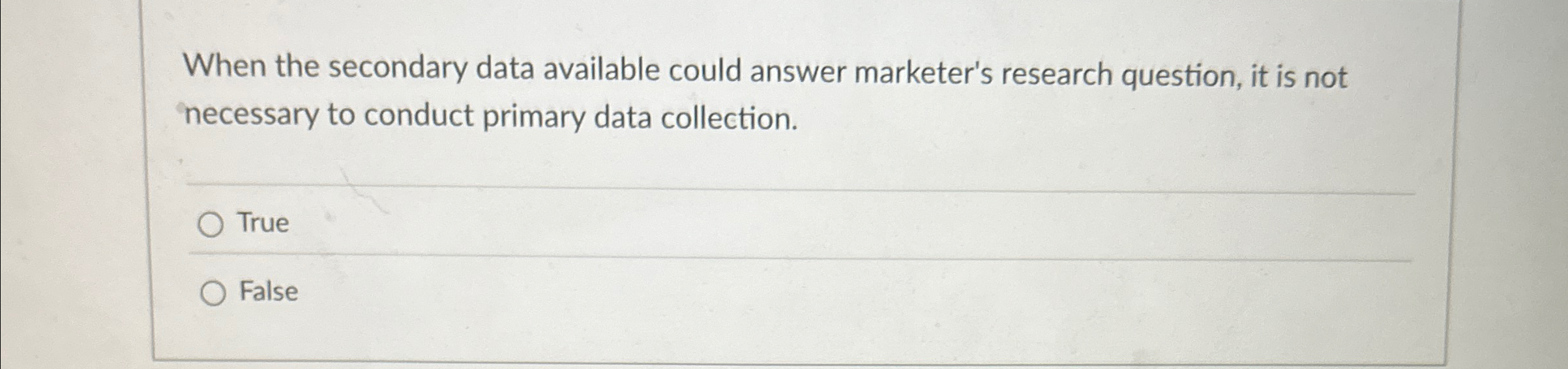  When the secondary data available could answer marketer's research question, it