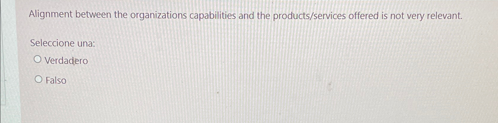  Alignment between the organizations capabilities and the products/services offered is not