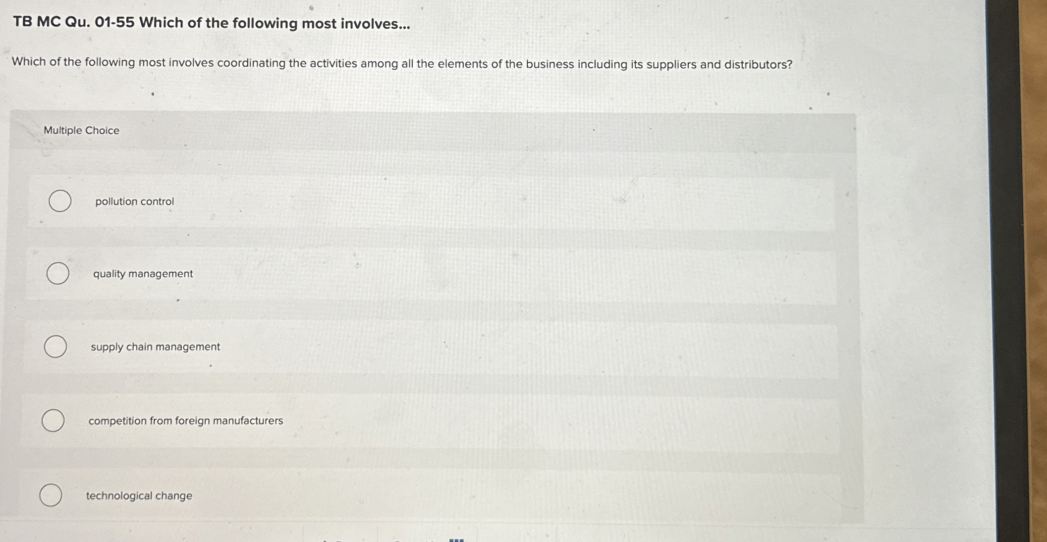  TB MC Qu.01-55 Which of the following most involves... Which of