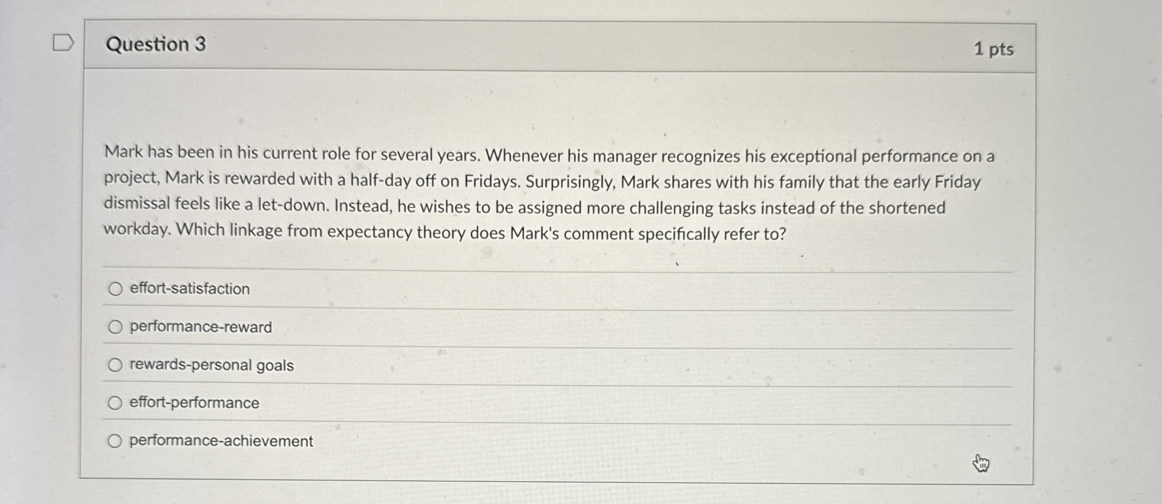  Question 3 Mark has been in his current role for several