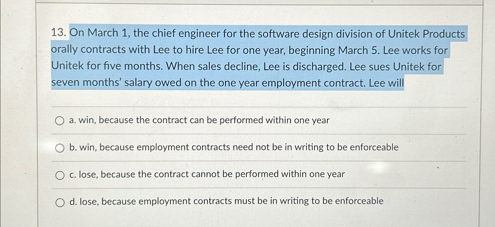  On March 1, the chief engineer for the software design division