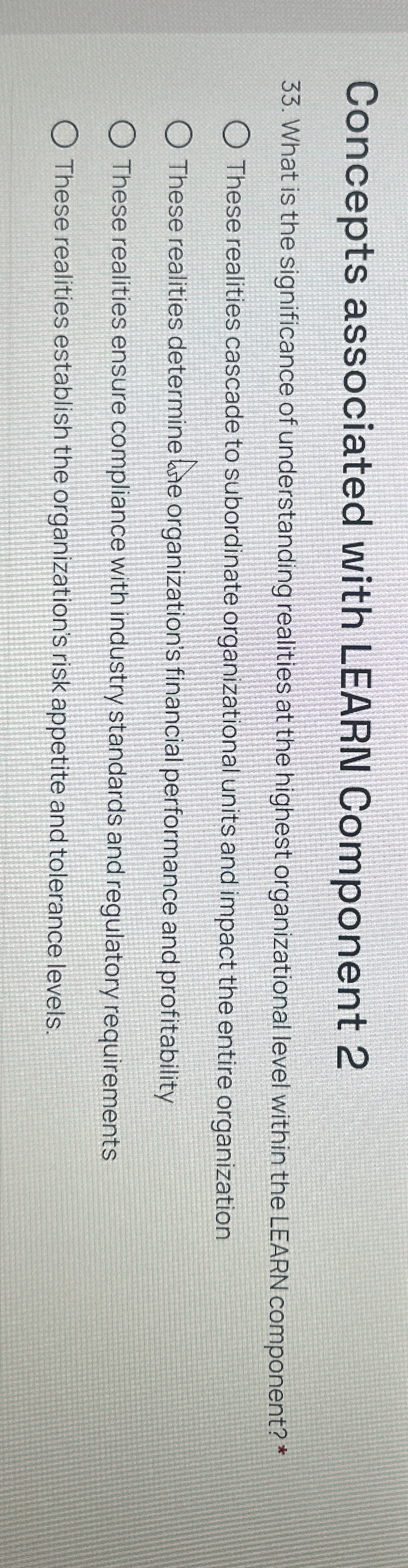  Concepts associated with LEARN Component 2 33. What is the significance