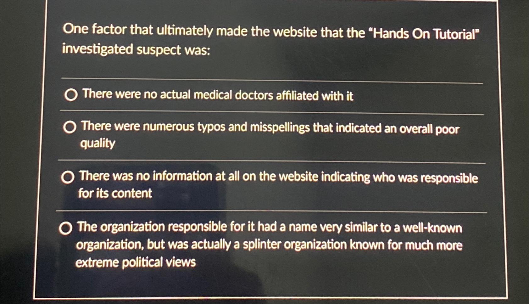  One factor that ultimately made the website that the "Hands On