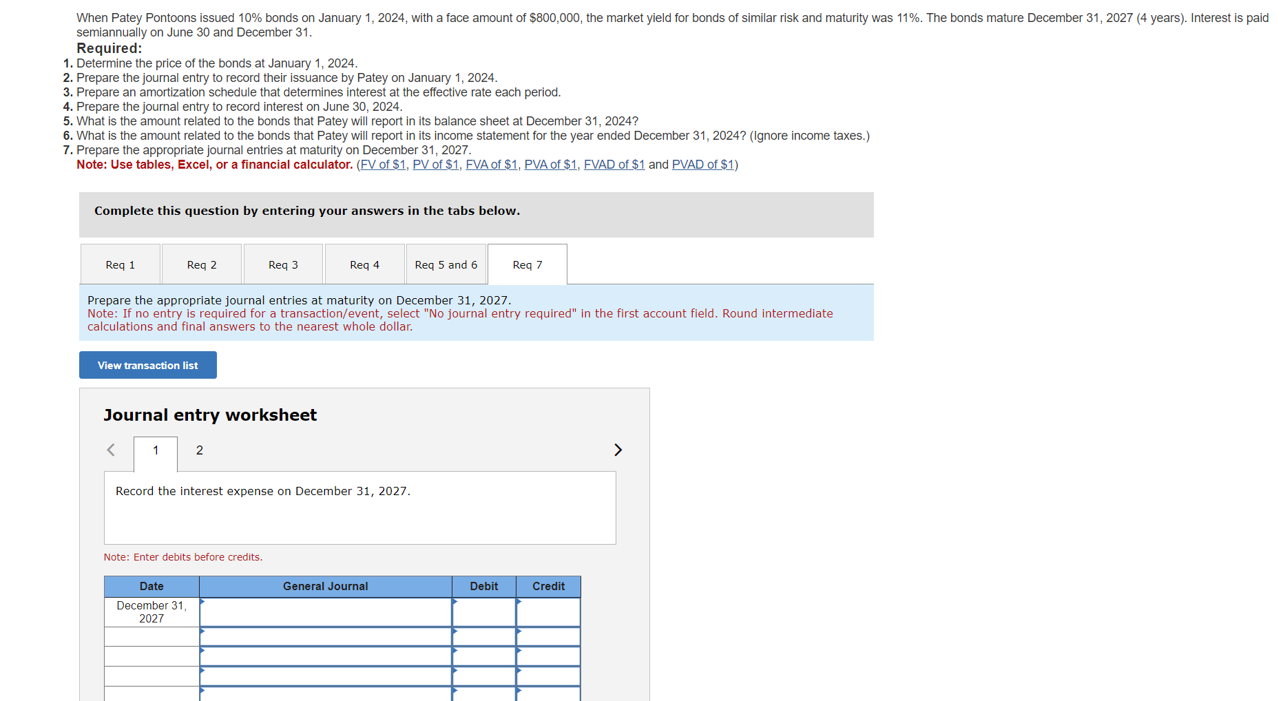 31. Required: 1. Determine the price of the bonds at January 1,