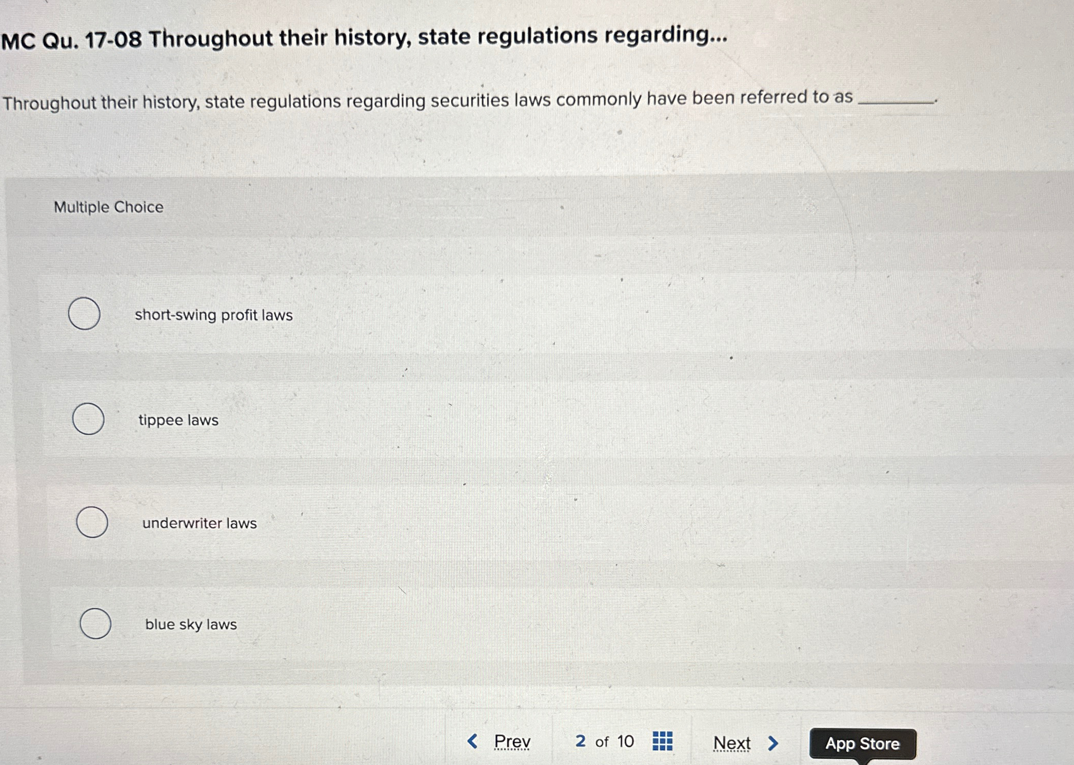  MC Qu.17-08 Throughout their history, state regulations regarding... Throughout their history,