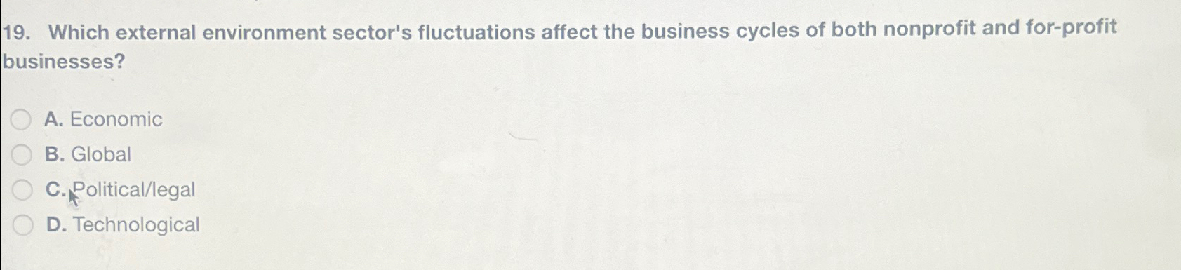  Which external environment sector's fluctuations affect the business cycles of both