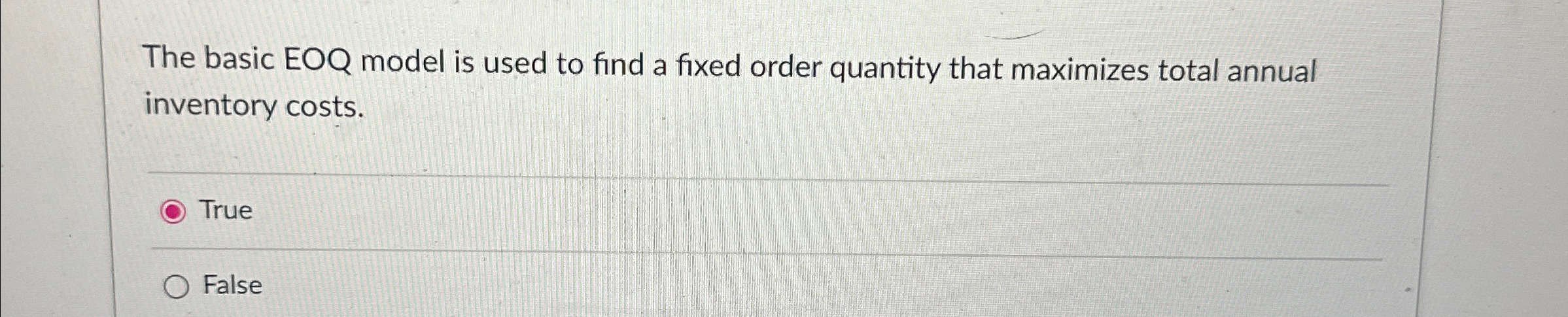  The basic EOQ model is used to find a fixed order