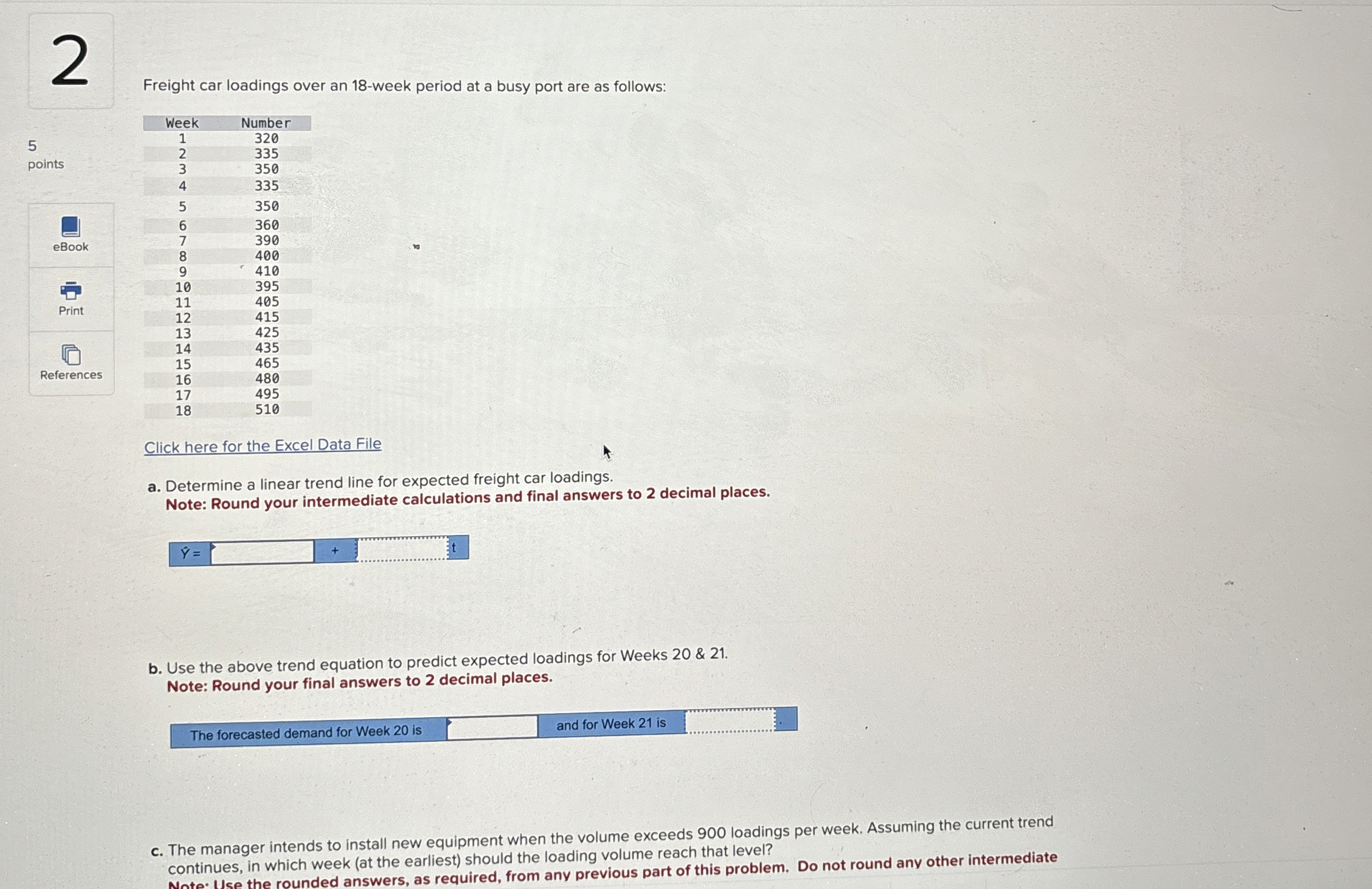  2 Freight car loadings over an 18-week period at a busy
