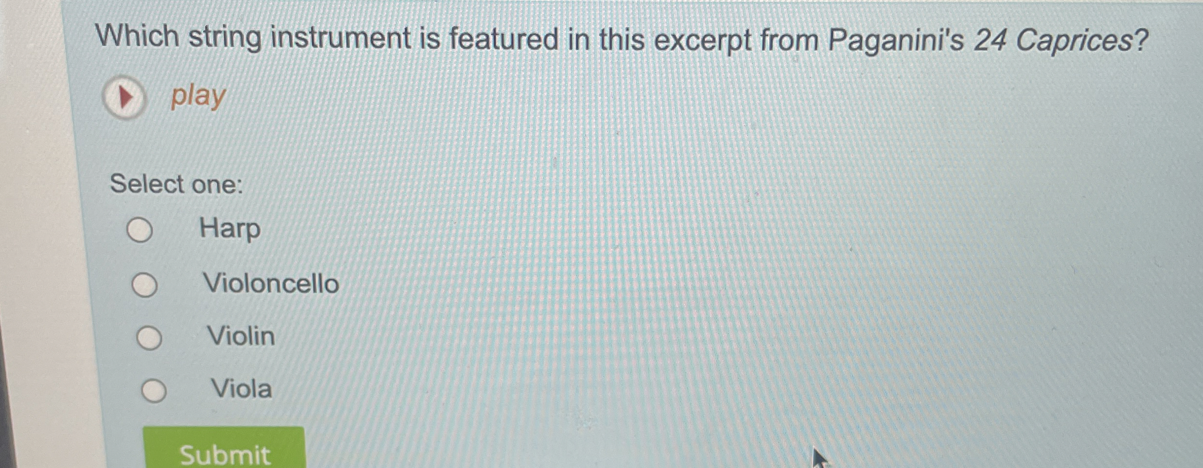  Which string instrument is featured in this excerpt from Paganini's 24