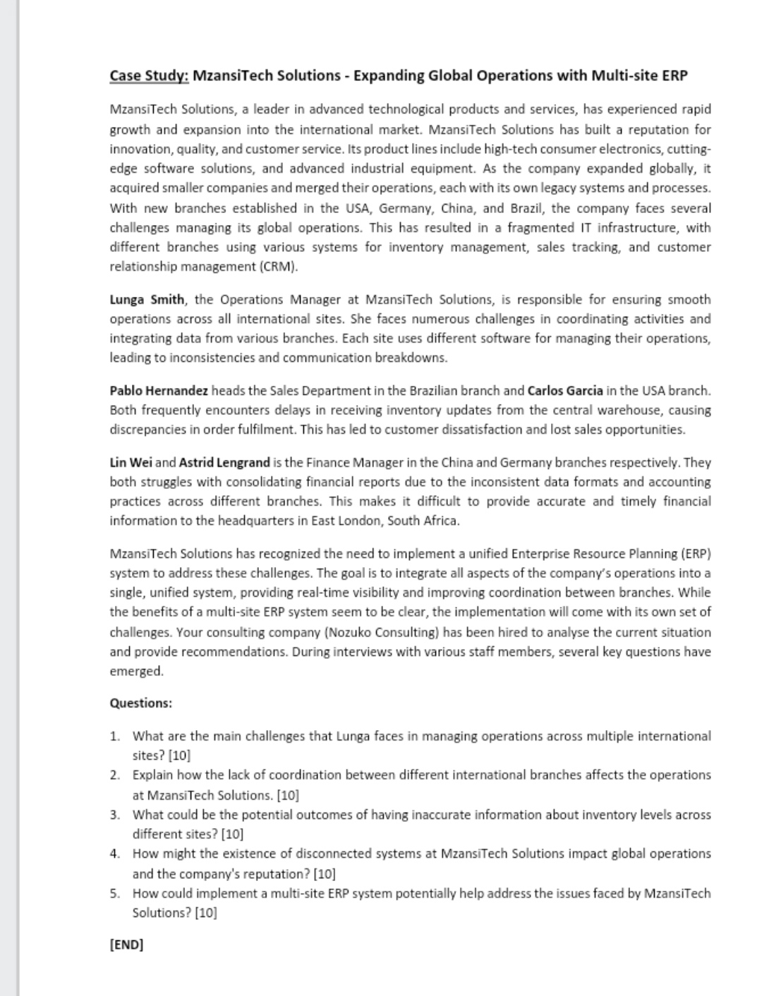  Case Study: MzansiTech Solutions - Expanding Global Operations with Multi-site ERP