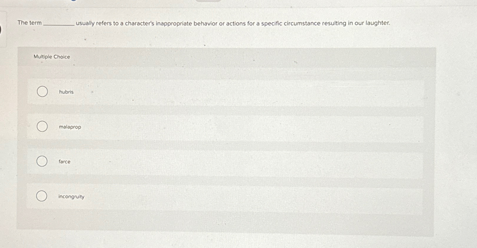  The term usually refers to a character's inappropriate behavior or actions