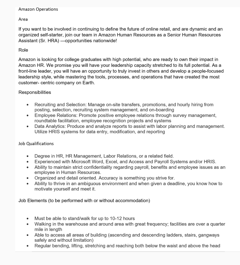  EMPLOYER ANALYSIS REPORT INSTRUCTIONS The first assignment for the course is