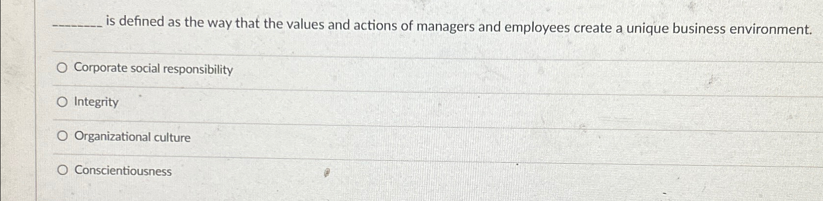  is defined as the way that the values and actions of