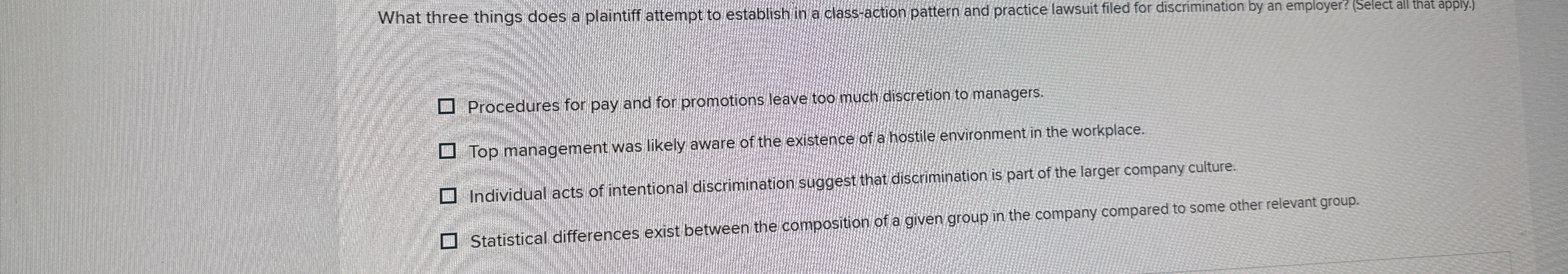  What three things does a plaintiff attempt to establish in a