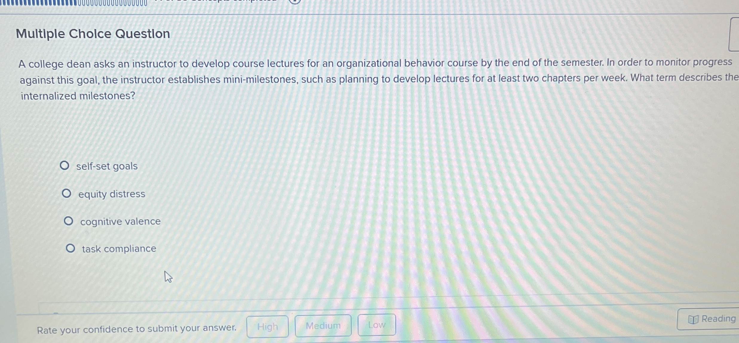  Multiple Cholce Questlon A college dean asks an instructor to develop