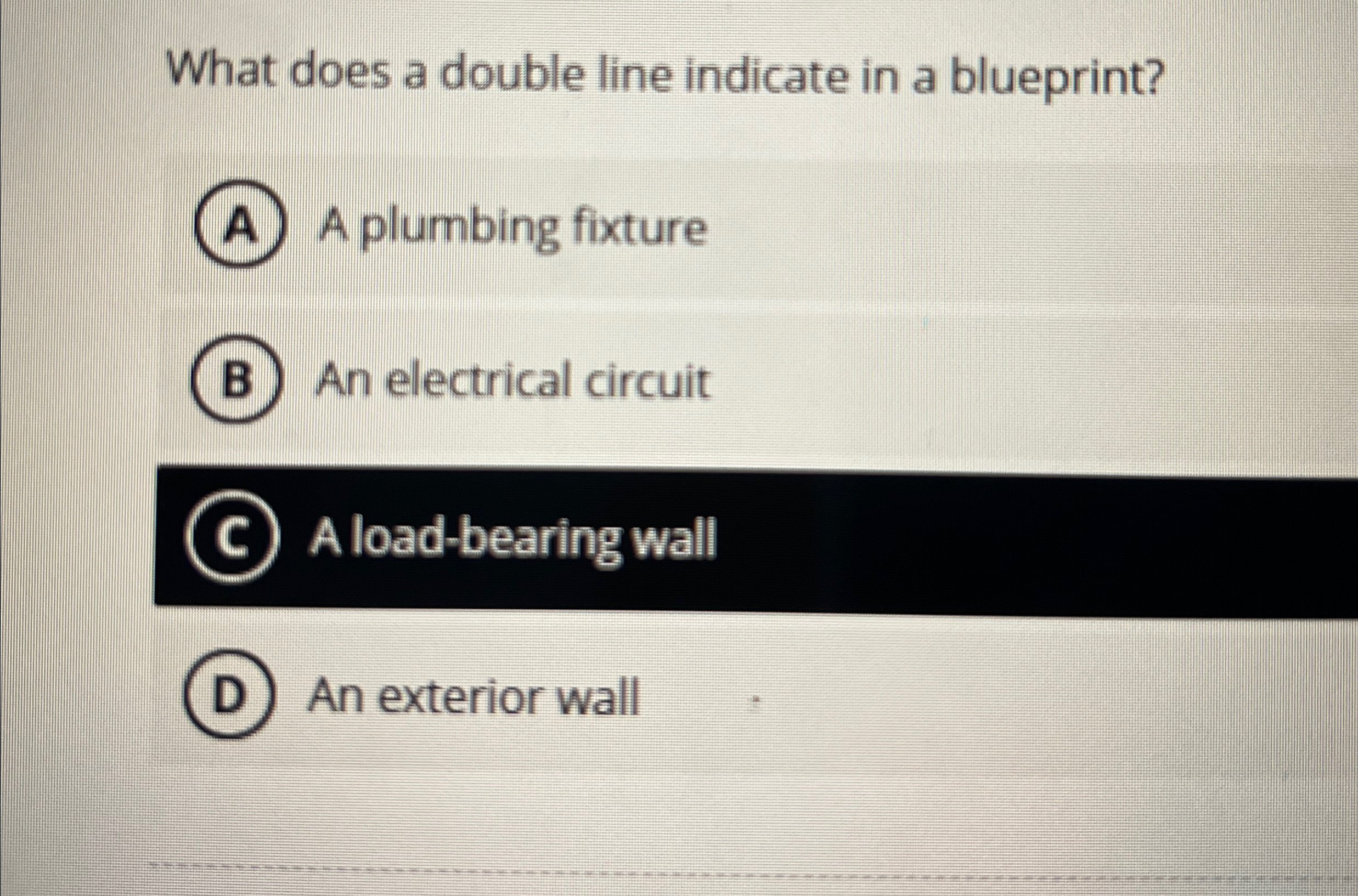  What does a double line indicate in a blueprint? A plumbing