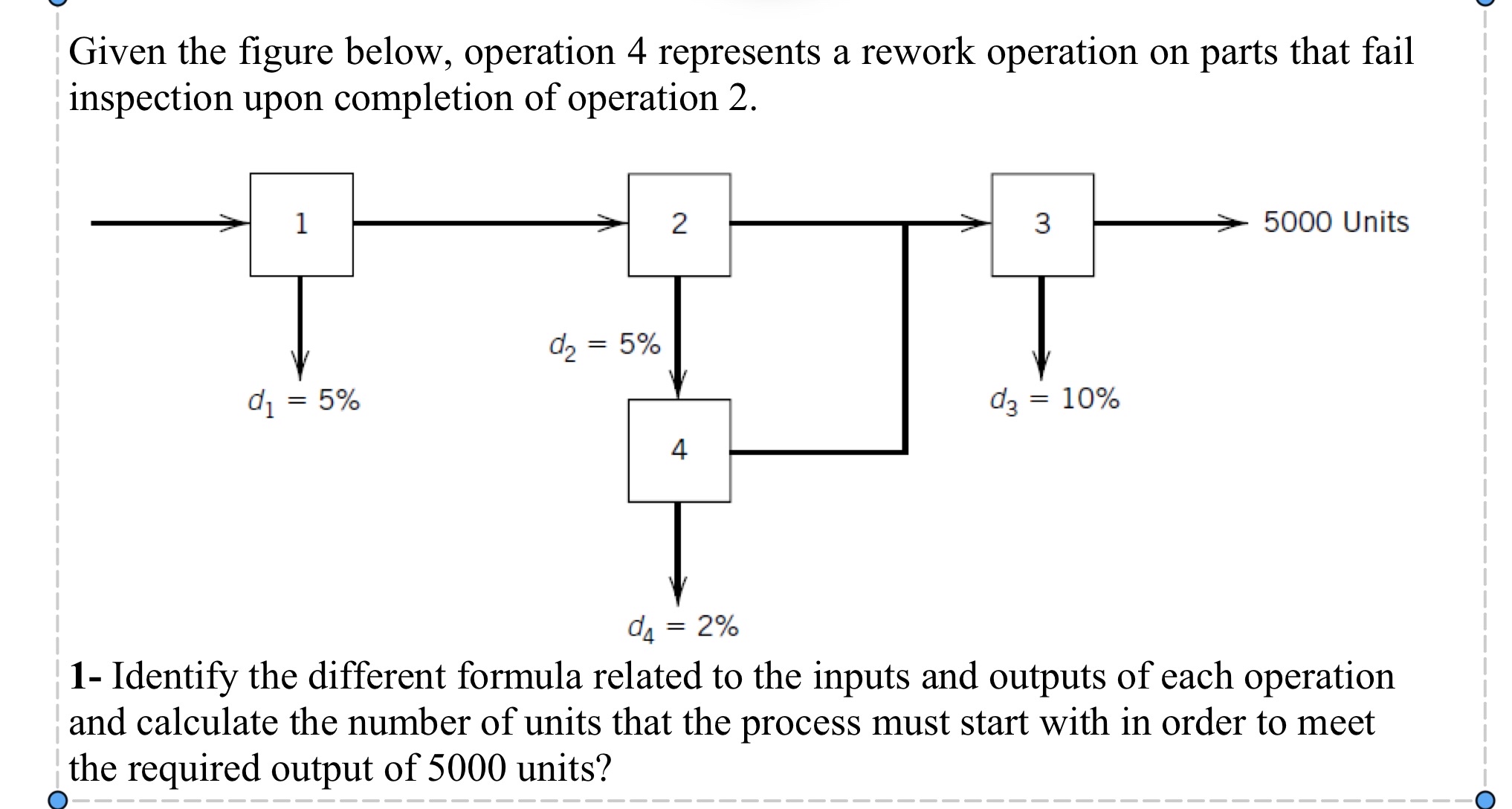  Given the figure below, operation 4 represents a rework operation on
