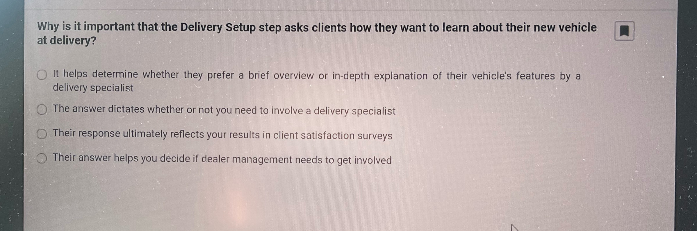  Why is it important that the Delivery Setup step asks clients