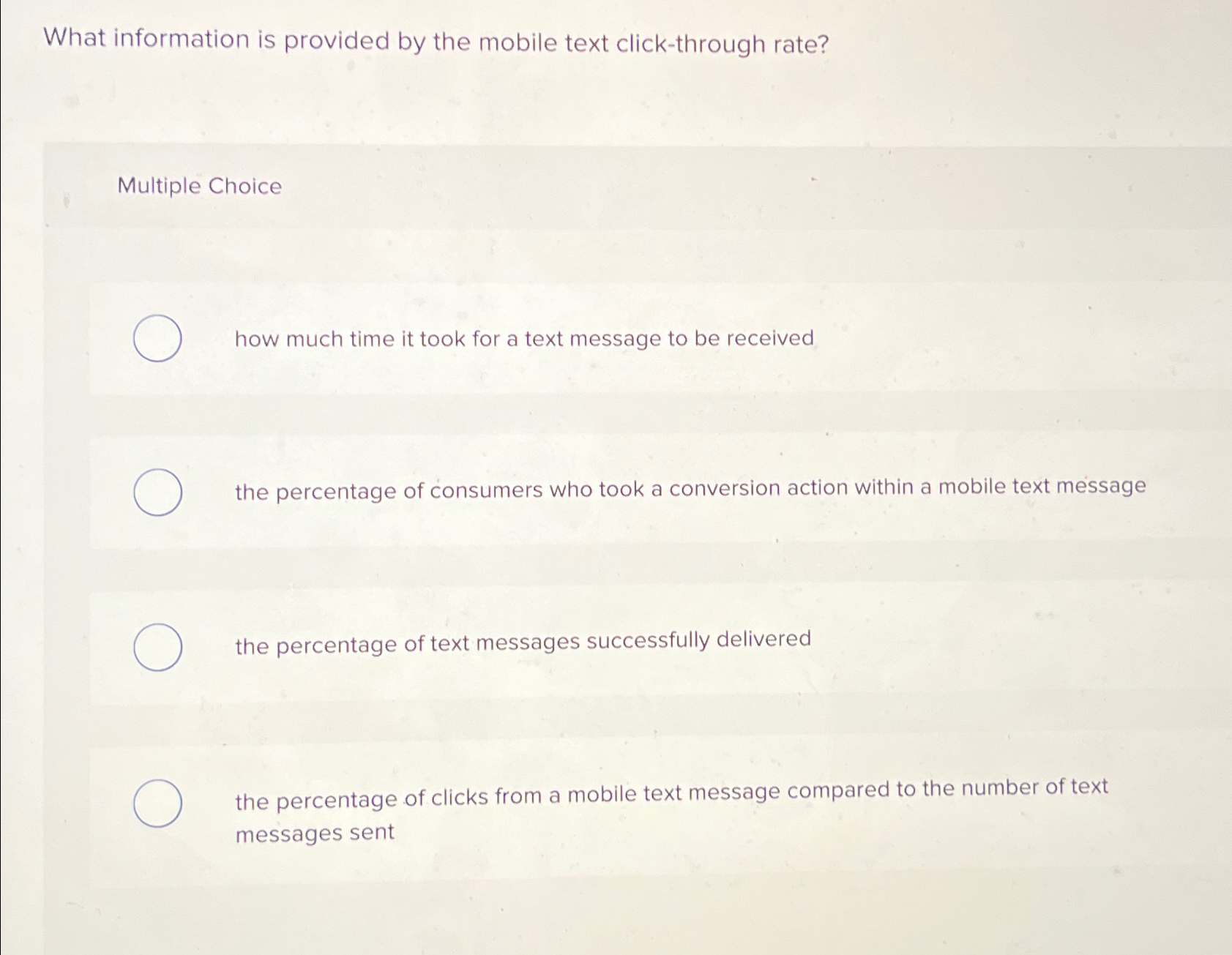  What information is provided by the mobile text click-through rate? Multiple