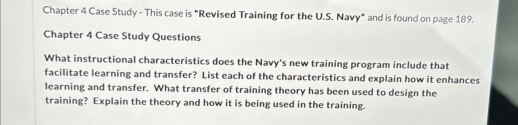  Chapter 4 Case Study - This case is "Revised Training for