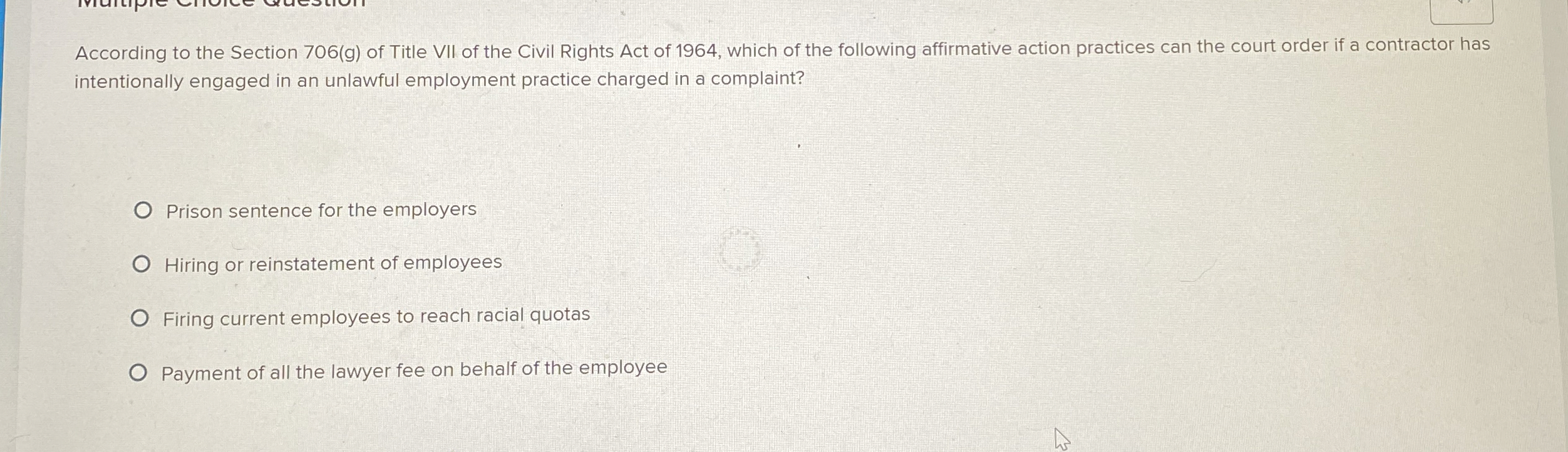  According to the Section 706(g) of Title VII of the Civil