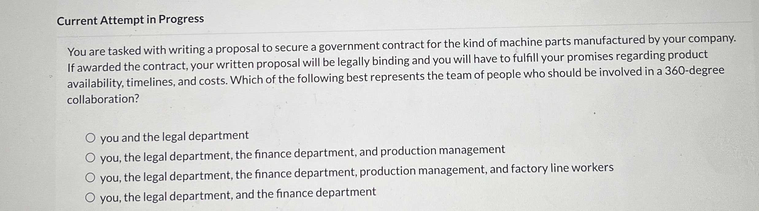  Current Attempt in Progress You are tasked with writing a proposal