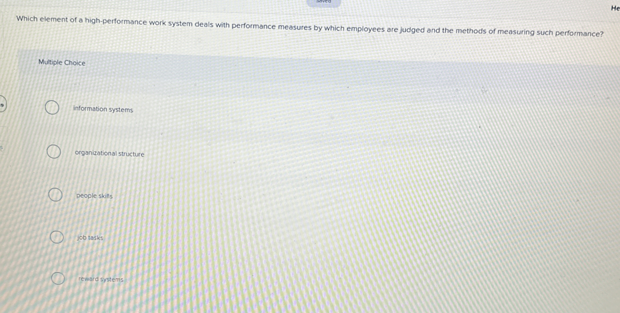  Which element of a high-performance work system deals with performance measures