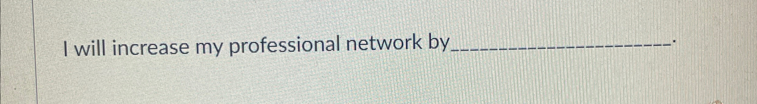  I will increase my professional network by 