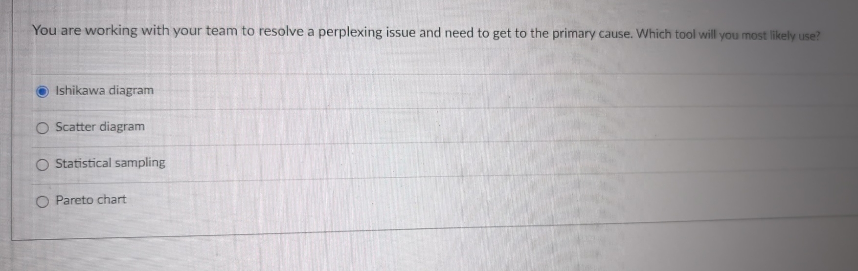  You are working with your team to resolve a perplexing issue