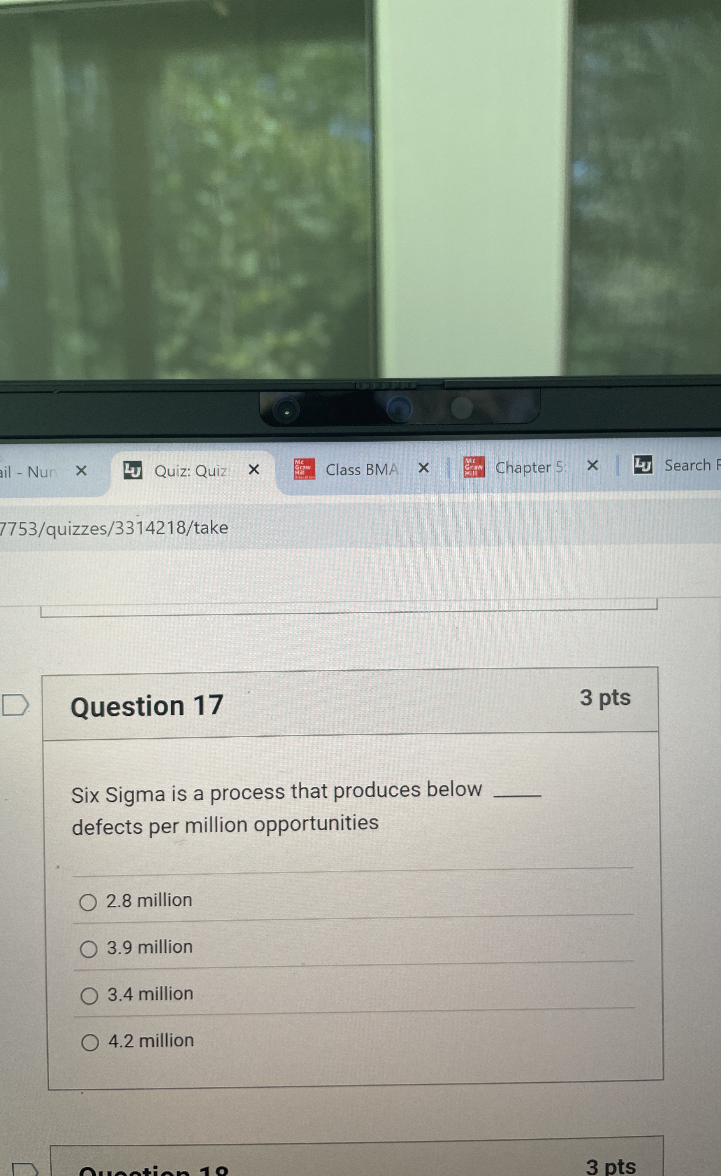  Question 17 Six Sigma is a process that produces below defects