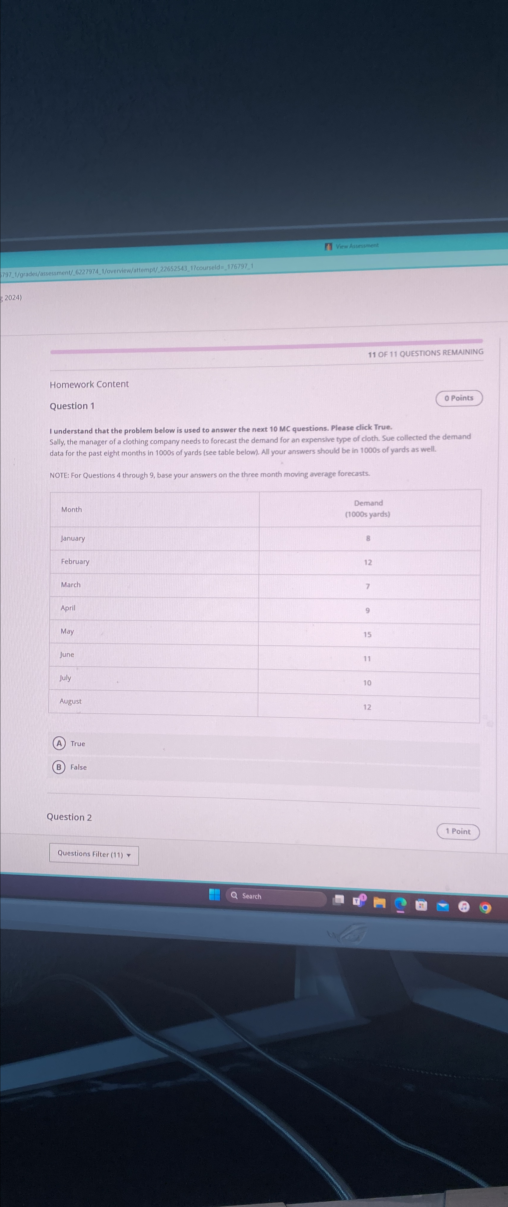  It Vew Assessment 7997_1/grades/assessment/_6227974_1/overview/attempt/_22652543_17courseld=_176797_11 11 OF 11 QUESTIONS REMAINING Homework Content