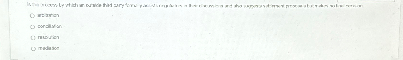  is the process by which an outside third party formally assists