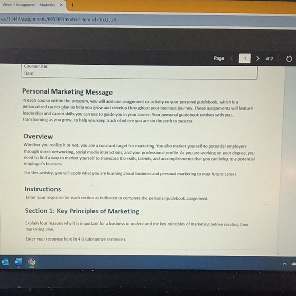  Weck 4 Assignment - Marketing ses/13447/assignments/6953697module_item id =1033324 Page 1 of