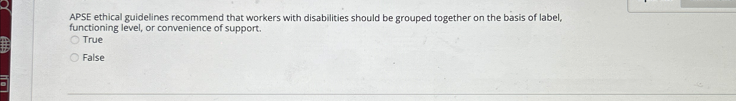 APSE ethical guidelines recommend that workers with disabilities should be grouped
